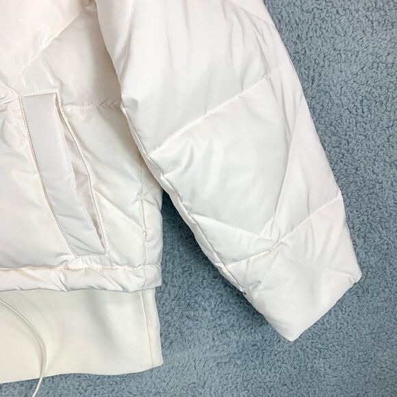 Grey Lab Down Filled Jacket Womens Small Ivory Designer Chic Boho Goose Feathers - Picture 4 of 16